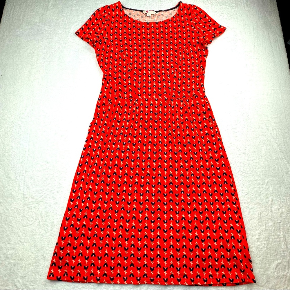 Boden Phoebe Popsicle Tulip Print Cotton Dress Size 8. Orange/ pink/ blue color